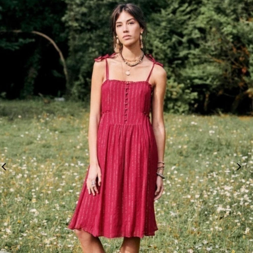 SEZANE Juliet Metallic Stripe Dress 40